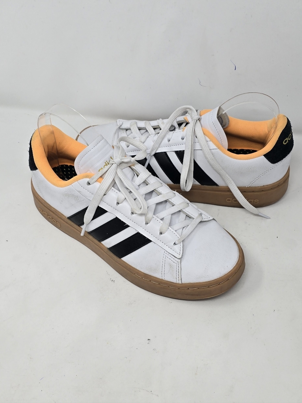 Adidas women 9.5 grand court alpha white flash orange sneakers grunge skaters - Picture 2 of 9